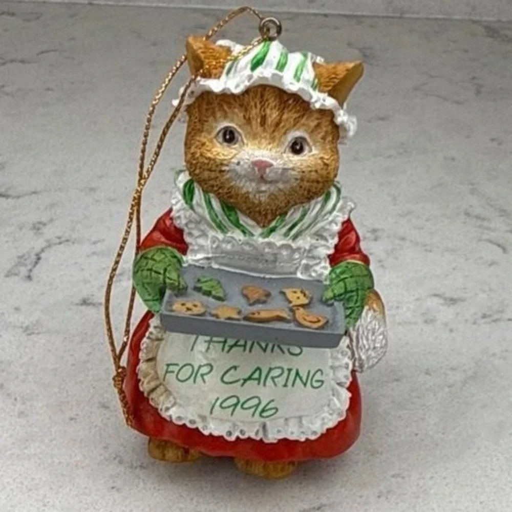1996 Vintage‎ Cat Baker Ornament Thanks For Caring Christmas Holiday Decoration